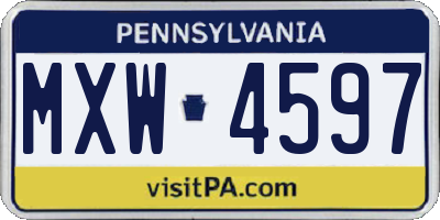 PA license plate MXW4597