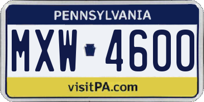 PA license plate MXW4600
