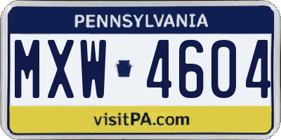 PA license plate MXW4604