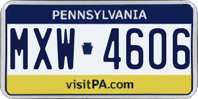 PA license plate MXW4606