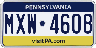 PA license plate MXW4608