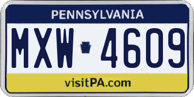 PA license plate MXW4609