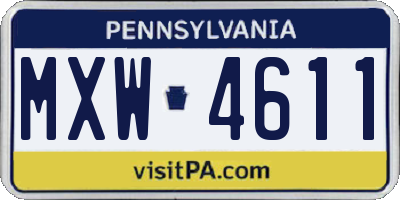 PA license plate MXW4611