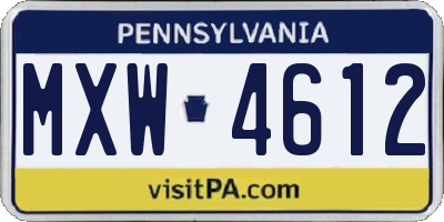 PA license plate MXW4612