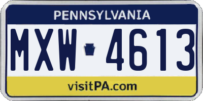PA license plate MXW4613