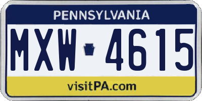 PA license plate MXW4615