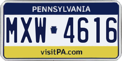 PA license plate MXW4616