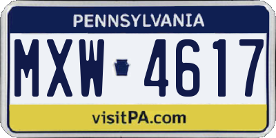 PA license plate MXW4617