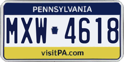 PA license plate MXW4618