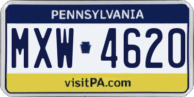 PA license plate MXW4620