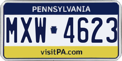PA license plate MXW4623