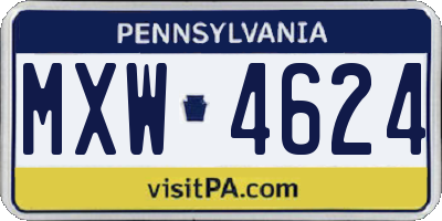 PA license plate MXW4624