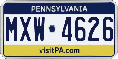 PA license plate MXW4626
