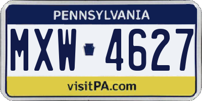 PA license plate MXW4627
