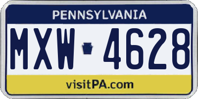 PA license plate MXW4628