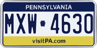 PA license plate MXW4630