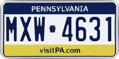 PA license plate MXW4631