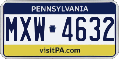 PA license plate MXW4632