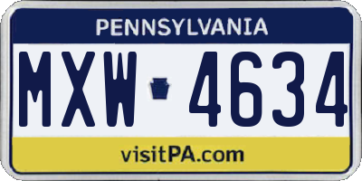PA license plate MXW4634