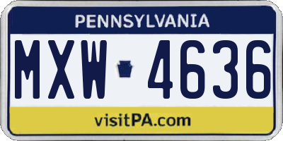 PA license plate MXW4636