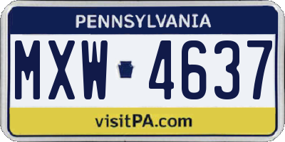 PA license plate MXW4637