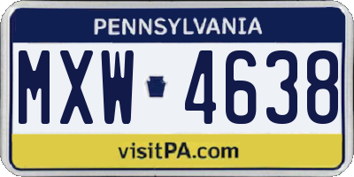 PA license plate MXW4638