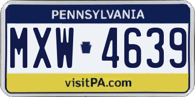 PA license plate MXW4639