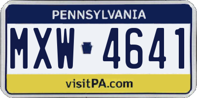 PA license plate MXW4641