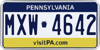 PA license plate MXW4642