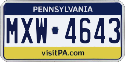 PA license plate MXW4643