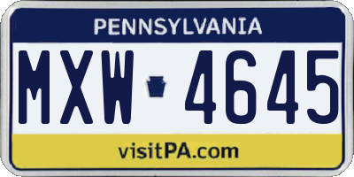 PA license plate MXW4645