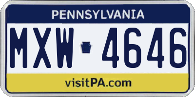 PA license plate MXW4646