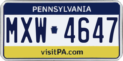 PA license plate MXW4647