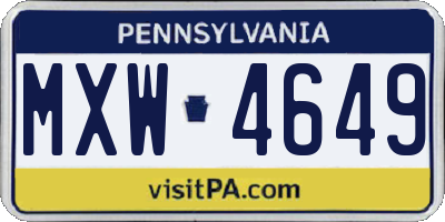 PA license plate MXW4649