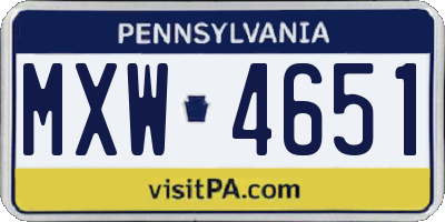 PA license plate MXW4651