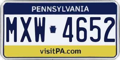 PA license plate MXW4652