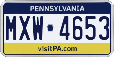 PA license plate MXW4653