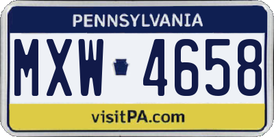 PA license plate MXW4658
