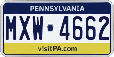 PA license plate MXW4662