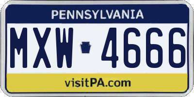 PA license plate MXW4666