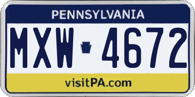 PA license plate MXW4672