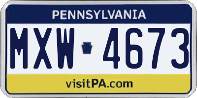 PA license plate MXW4673