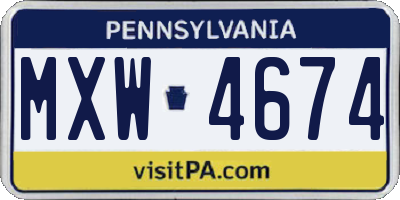 PA license plate MXW4674