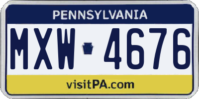 PA license plate MXW4676
