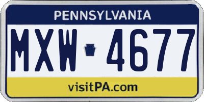 PA license plate MXW4677