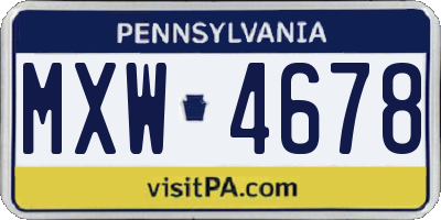 PA license plate MXW4678