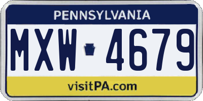PA license plate MXW4679