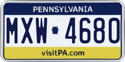 PA license plate MXW4680