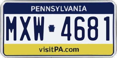 PA license plate MXW4681