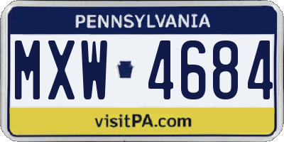 PA license plate MXW4684